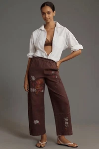 Anthropologie The Izzie Relaxed Pull-On Barrel Pants Pilcro Embroidered M NEU - Bild 1 von 8
