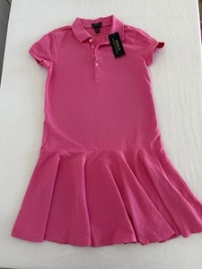 NWT Polo Ralph Lauren Girls Dress Sz L 12/14 Pink Shirt Dress Preppy School 0616 - Picture 1 of 4