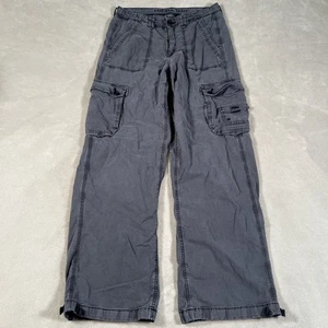 American Eagle Cargo Baggy Jogger Pants Wide Leg Gray Womens Size 8 Y2K Style - Picture 1 of 13