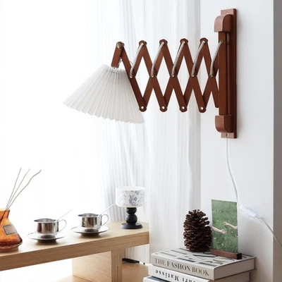 Aplique de pared enchufable montado, lámpara de brazo oscilante para dormitorio, salón marrón  Foto 1 de 4