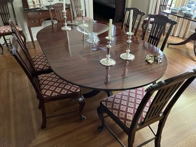 ¡HALLAZGO DE PROPIEDAD! MESA DE COMEDOR MASIVA ANTIGUA INGLESA DE CAOBA, SILLAS MESA PARA SERVIR Foto 1 de 4