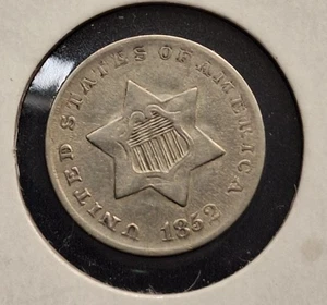 1852 Silver Three Cent Piece Trime 3c Old U.S Silver Type I Coin - Picture 1 of 2