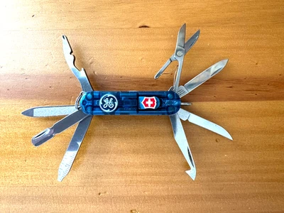 Victorinox Swiss Army Knife Midnight Mini Champ Transparent Blue 58mm w/GE Logo - Image 1 of 4