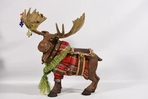Figura de Navidad Morton Moose Fa La Grandin Road figura caprichosa arte popular - Imagen 1 de 13