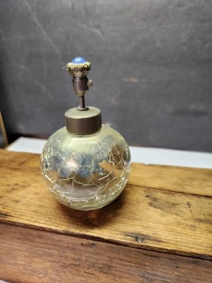 VINTAGE DE VILBISS CRACKLE GLASS PERFUME ATOMIZER BOTTLE - Image 1 of 2