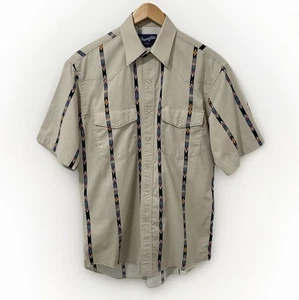 Camisa Western Wrangler Vintage Años 90 Para Hombre M Beige Perla A Presión Azteca Manga Corta - Imagen 1 de 21