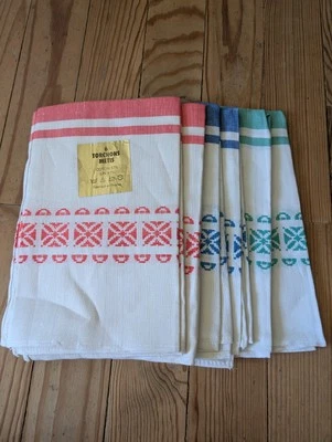 6 torchon en métis, fabriqué en France, 57 % coton 43 % lin, neuf, broderie - Photo 1/4