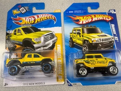 Hot Wheels '10 Toyota Tundra 2012  Yellow & Hummer H2 City Park Lot Of 2 - Image 1 of 4