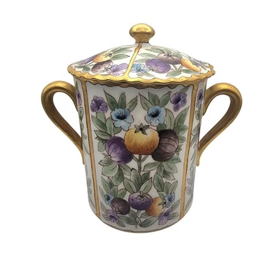 Porta latas de leche de porcelana firmado Haviland 1908 Hadfield con tapa SIN PLATO Foto 1 de 4