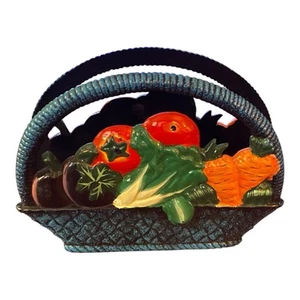 Canasta de verduras vintage soporte servilletero tomate zanahoria lechuga - Imagen 1 de 8