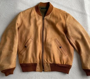 Harold's Gear Horsehide Leather MA-1 Jacket Riri Zipper Brown Size L Rare - Picture 1 of 24