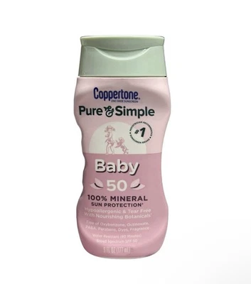 Loción protectora solar para bebé Coppertone pura y simple FPS 50, 6 FL oz  Foto 1 de 2