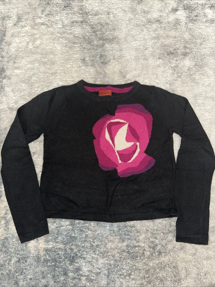 Suéter Missoni for Target Negro Intarsia Rosa Flor Niña’s Talla XS Foto 1 de 4