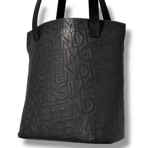 FENDISSIME Leder Beuteltasche Schultertasche schwarz Allover-Muster 10,2*9*5,9 Zoll - Bild 1 von 12