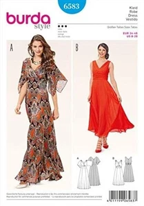 Burda Style 6583 Womens Dress Sewing Pattern Sizes 8-20 V-Neck Flared Skirt - Picture 1 of 3