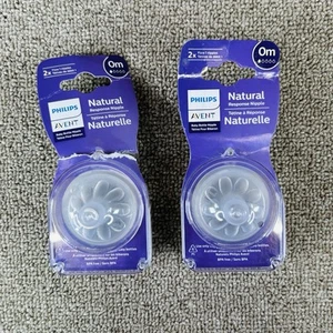 Philips Avent 2pk Natural Response Baby Bottle Nipple 0m Newborn Flow 1 Total 4 - Picture 1 of 10