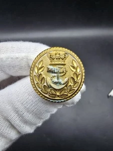 Viktorianischer Royal Navy Admirals Knopf mit Lorbeeren vergoldet gewölbt Firmin 25 mm QVC - Bild 1 von 5