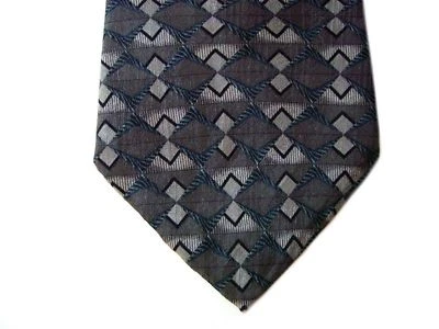 Галстук мужской шелковый с геометрическим узором DOCKERS серый синий серо-коричневый широкий 3 7/8 дюйма x 60 дюймов - Изображение 1 из 2