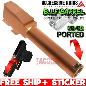 AGGRESSIVE ARMS B.I.F PORTED COMPENSATED Barrel for GL0CK 43 - 43x COPPER - Picture 1 of 4