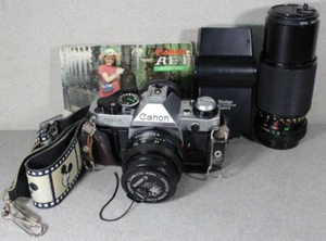 Canon AE-1 Program 35mm SLR Film Camera, Canon 50mm & JC Penny 80-200mm Lenses - Picture 1 of 19
