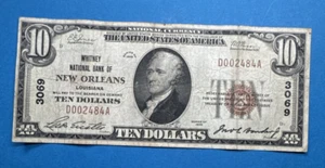 1929 $10 National Currency Whitney National Bank New Orleans, LA (2484) - Picture 1 of 2