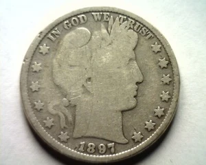 1897 BARBER HALF DOLLAR GOOD+ G+ NICE ORIGINAL COIN FROM BOBS COINS FAST SHIP - Picture 1 of 2