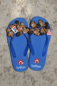 HOTFLOPS President OBAMA Head Democratic Sandals Flip Flops size 8 - Picture 1 of 4