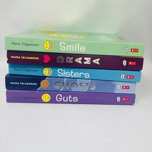 Lot of 5 Raina Telgemeier Books Smile (SIGNED) Drama Sisters Ghosts Guts - Picture 1 of 11