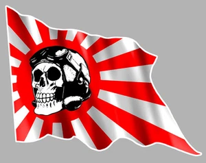 TETE DE MORT DRAPEAU JAPON RIDER 10cmX8cm AUTOCOLLANT STICKER MOTO (SA118). - Imagen 1 de 1