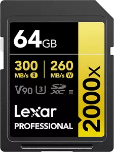 64GB Professional 2000X SDXC Memory Card, UHS-II, C10, U3, V90, Full-Hd & 8K Vid - Picture 1 of 7