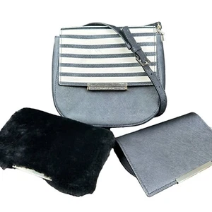 Kate Spade Make it Mine Byrdie Convertible Bag + 3 Flaps Black Shearling Stripes - Picture 1 of 19