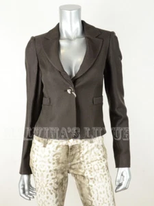 ARMANI COLLEZIONI JACKET BLAZER DARK BROWN COTTON BLEND sz IT 42 US 6 - Imagen 1 de 11