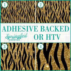Faux Glitter ANIMAL SKIN Pattern #9 Adhesive Vinyl or Heat Transfer Tiger Stripe - Picture 1 of 2