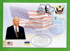 Busta postale Ucraina 2023 guerra prima visita del presidente Usa Joe Biden - Foto 1 di 2