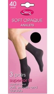 New 3 x Pairs of 40 Denier Soft Opaque Ankle Socks / Anklets Black or New Mink - Picture 1 of 3