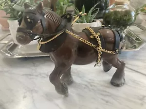 Vintage Hard Plastic Clydesdale Horse with Tack Parade Dress Hong Kong 5" - Picture 1 of 13