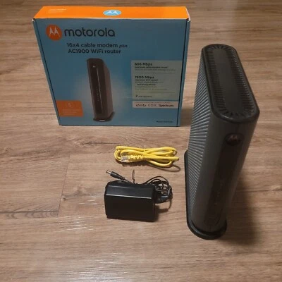 Motorola MG7550 16x4 Cable Modem Plus AC1900 Dual-Band WiFi Gigabit Router - Image 1 of 4