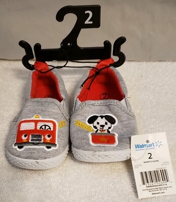 Camión de bomberos infantil camión-perro de bomberos Dalmation gris bebé cuna zapatos talla 2 sin cordones niños Foto 1 de 4