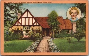 Postal de LINO "Hogar de Bette Davis" de NORTH HOLLYWOOD California Stars' Homes sin usar - Imagen 1 de 2