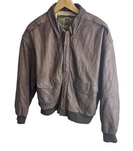 Vintage Global Identity G-III Brown Leather Bomber Jacket Size Large - Picture 1 of 10
