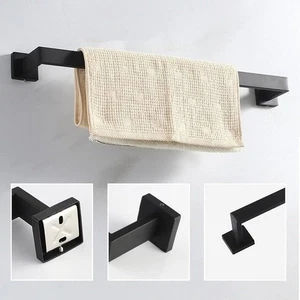 304 Stainless Steel Bath Hardware: 5-Piece Square Bathroom Towel Bar Set - Picture 1 of 6