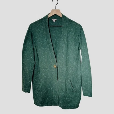 Женский зеленый вязаный кардиган из ангорской смеси с открытой передней частью J.Jill размер Small - Изображение 1 из 4