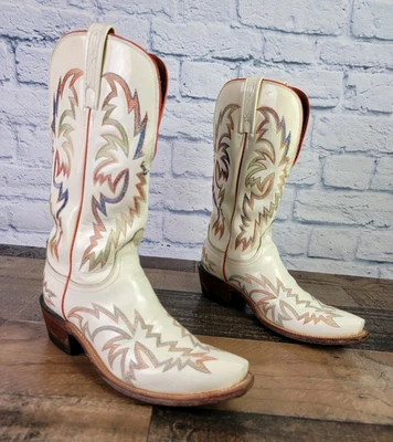 Lucchese 1883 Women’s Boots White Patent Leather Embroidered Western Size 7 B - Image 1 of 4