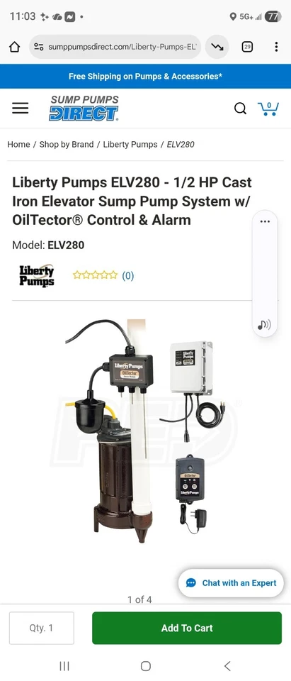 Liberty насосы ELV280 лифт отстойник насос, 1/2 л. с., Tether поплавок 2WMN1 - Изображение 1 из 4