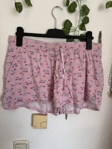 Schöne Kurze Damen Schlafhose, Rosa, Blumen Print, Gr. XL, Flame - Bild 1 von 6