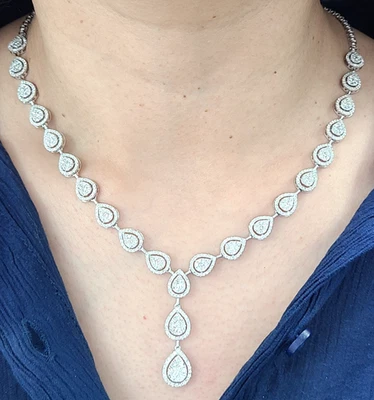 DEAL! 5.35CTW GENUINE DIAMOND LADIES DROP NECKLACE IN 14K WHITE GOLD 18" - Image 1 of 4