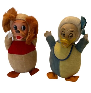 Vintage Gund Rubber Face Baby Rattle Plush Disney Lady & the Tramp Donald Duck - Picture 1 of 10