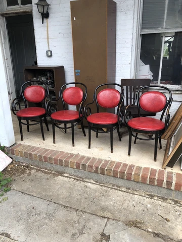 REDUCED SET 4 MID CENTURY MODERN SIGNED SHELBY WILLIAMS BENTWOOD DINING CHAIRS Cover