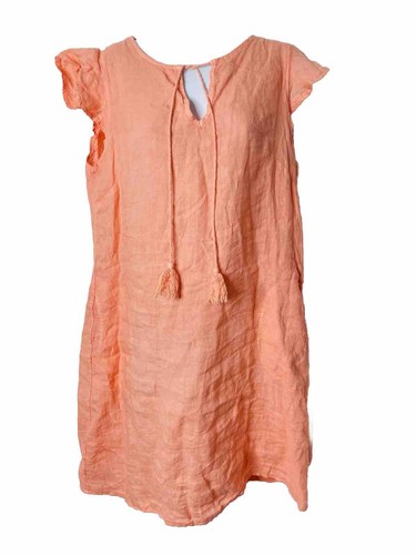 VALENTINO Abito Valentina Naldi Lino Cambio Tg S Tessuto Arancione Traspirante Boho Made in Italy