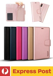 iPhone XR (6.1") Shockproof Luxury Leather Wallet HANMAN Cardholder Flip Case - Foto 1 di 16